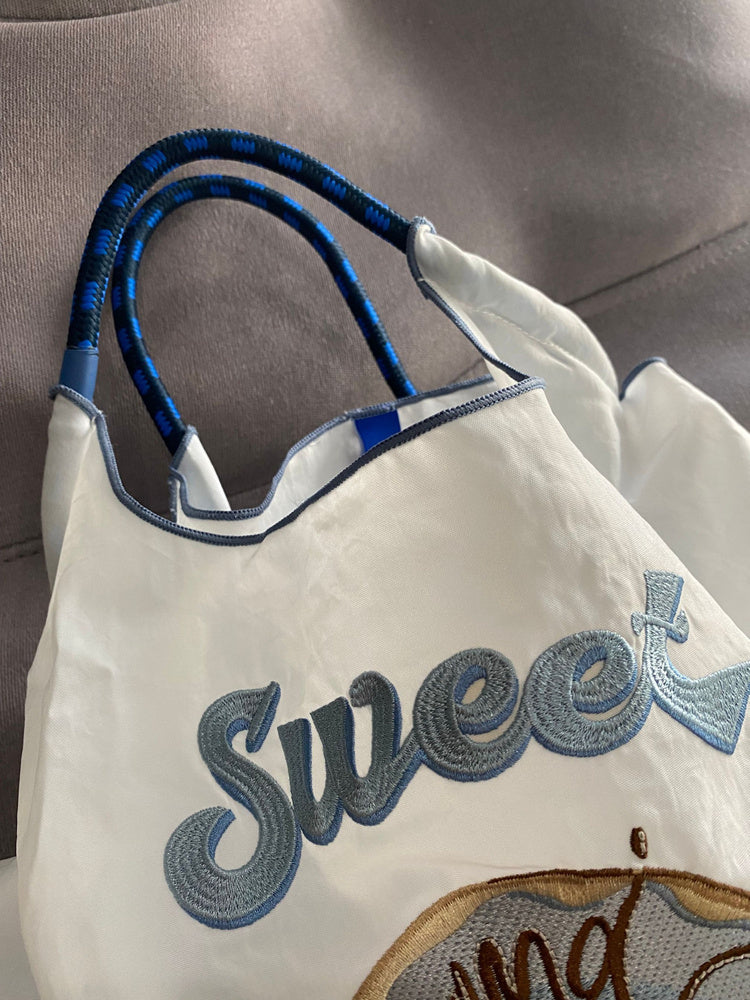 Sac en nylon japonais écologique avec broderie de beignet