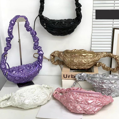 Bolso bandolera informal con pliegues en forma de nube para mujer