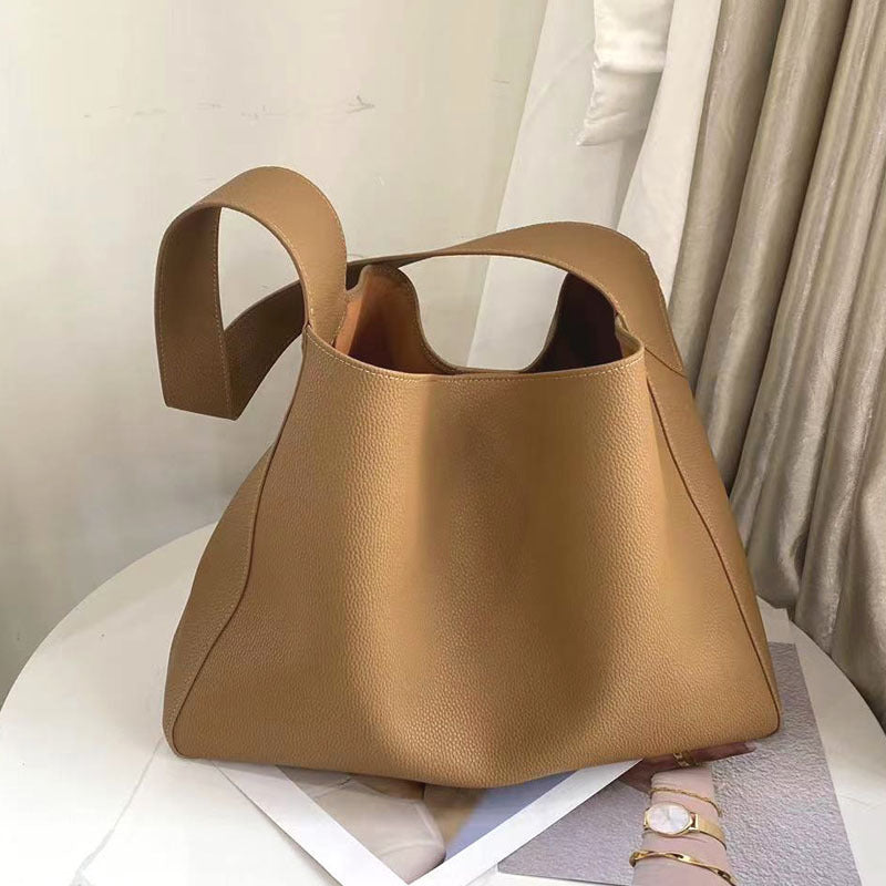 Sac seau en cuir véritable simple et tendance pour femme, grande capacité