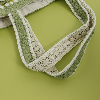 Sac crocheté en laine laminée Matcha pour femme