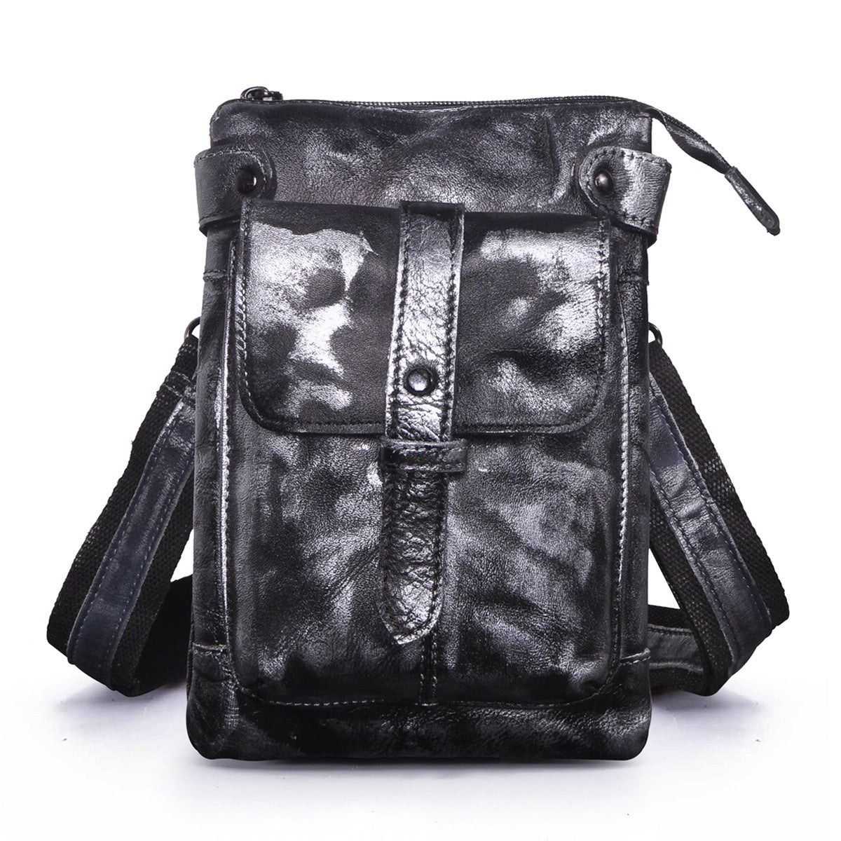 First Layer Tree Paste Skin Cowhide Men's Mobile Phone Camera Outdoor Small One Shoulder Oblique Span Bag Fanny Pack