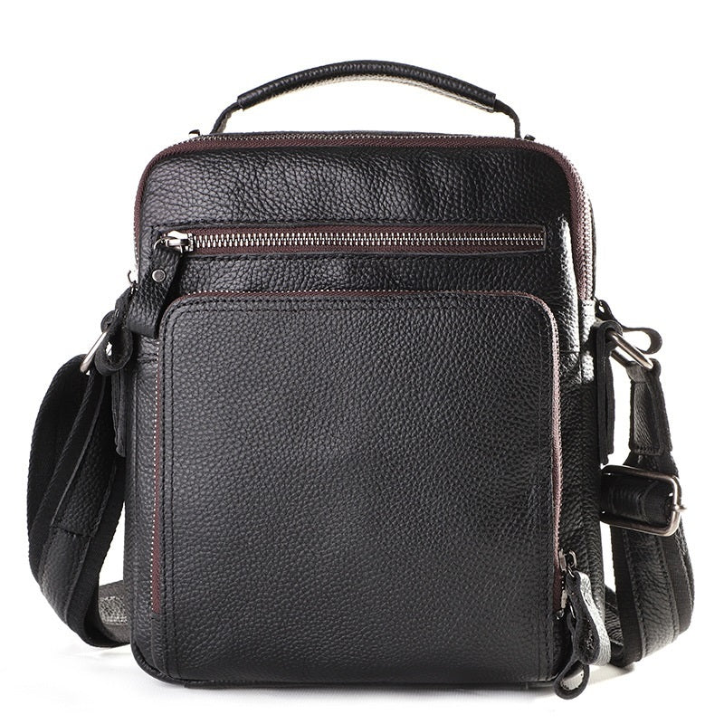 Bolso de cuero para hombre de gran capacidad, estilo retro e informal