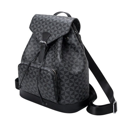 Female Anti-theft Women Draw Rope Large Backpack Leather School Bag