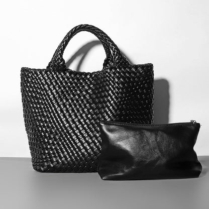 Sac seau en cuir souple Sac à bandoulière en tricot