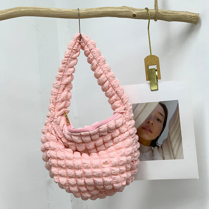 Sac à main plissé à motif de nuages ​​​​de couleur unie décontracté pour femme