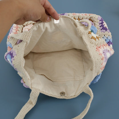 Sac à bandoulière créatif tissé à la main avec motif de fleurs stéréo