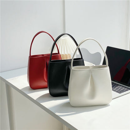 High-grade Fashion Special-interest Pleated PU Retro Elegant Small Handbag