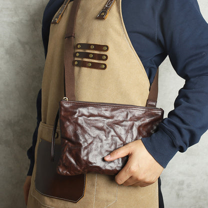 Sac à bandoulière à volants en cuir vintage fait main avec fermeture éclair