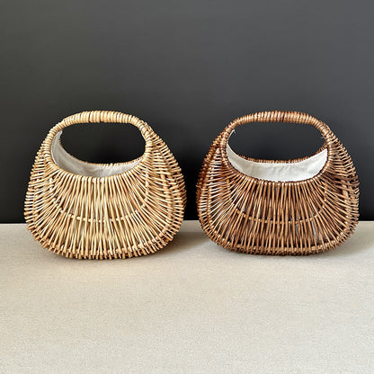 Wicker Rattan Weave Bag Summer Portable Retro