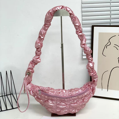 Bolso bandolera informal con pliegues en forma de nube para mujer