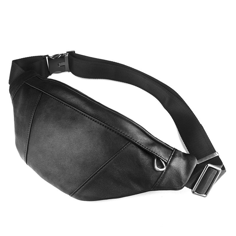 Bolso de pecho para hombre de piel de oveja para correr y ocio