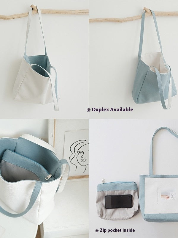 Contrast Color Double-sided Available Tote Bag