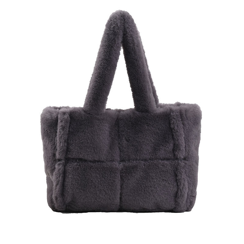 Bolso bandolera de felpa cuadrado pequeño para mujer