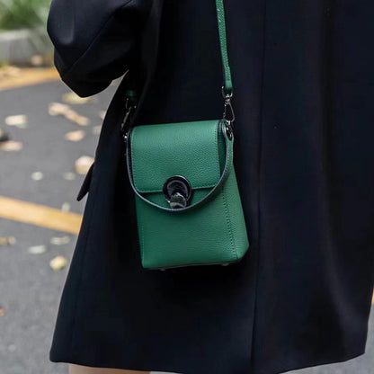 Bolso bandolera de cuero genuino para teléfono móvil, estilo coreano, a la moda, a juego