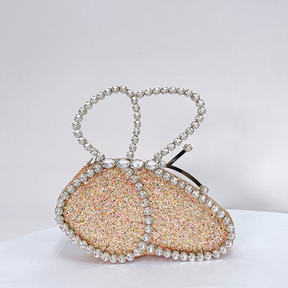 Bolso de mano con mariposas y diamantes de imitación para mujer