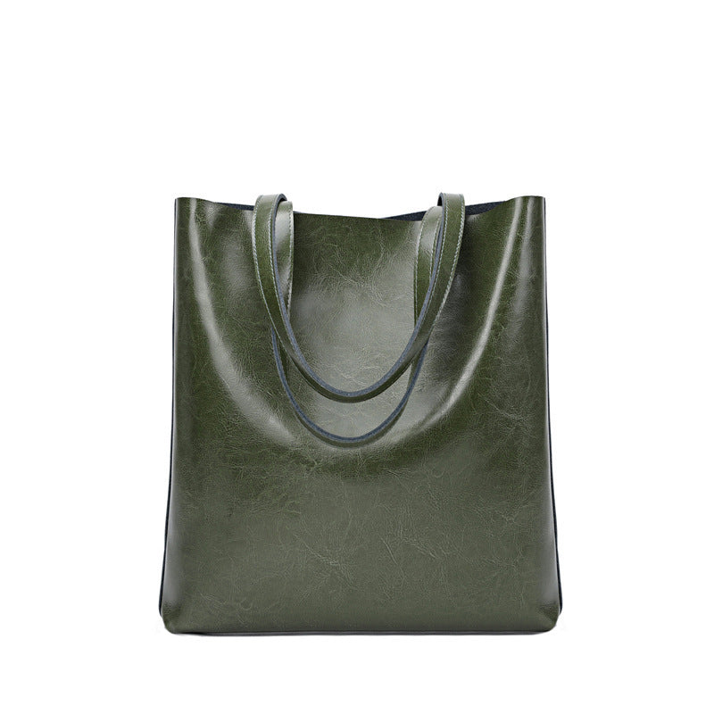 Bolso de piel de vaca para mujer, elegante y sencillo