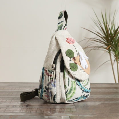 Mochila de tela multicompartimentos versátil informal