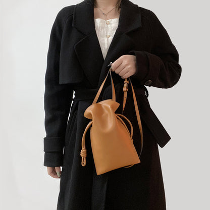 Sac à main en cuir véritable pour femme, mini-portable et porte-bonheur, style coréen, nouvelle collection été