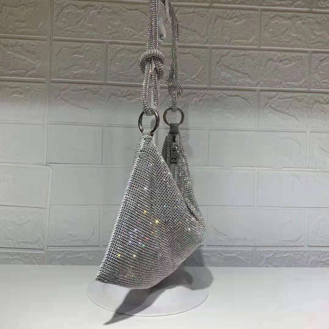 Bolso de hombro con lentejuelas y diamantes de imitación hecho a mano para mujer