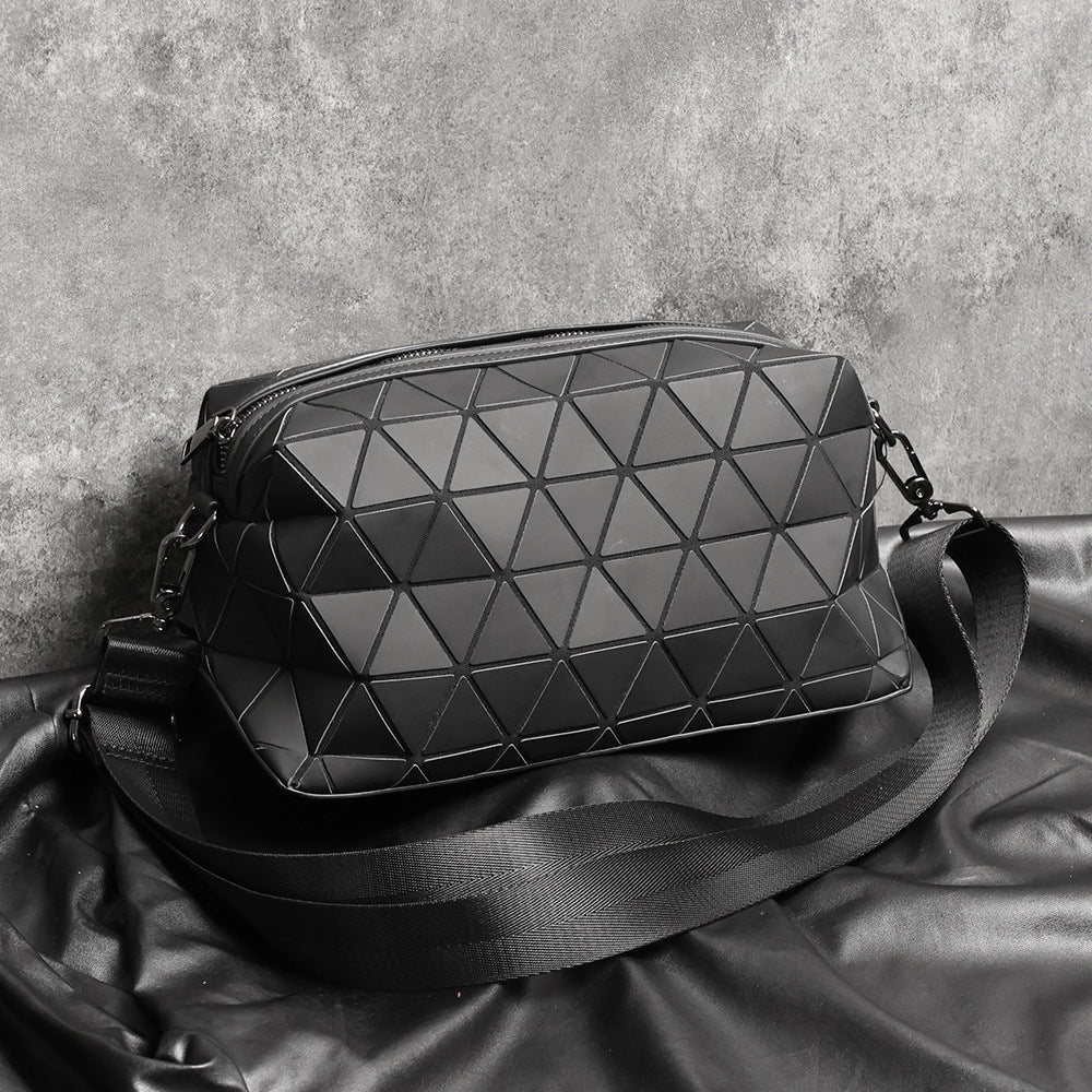 Bolso de hombro de moda para hombres y mujeres, bolso cruzado con patrón geométrico de diamantes