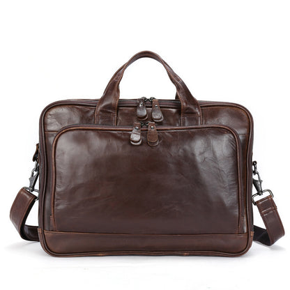 Leather Business Briefcase Oil Wax Men's Handbag