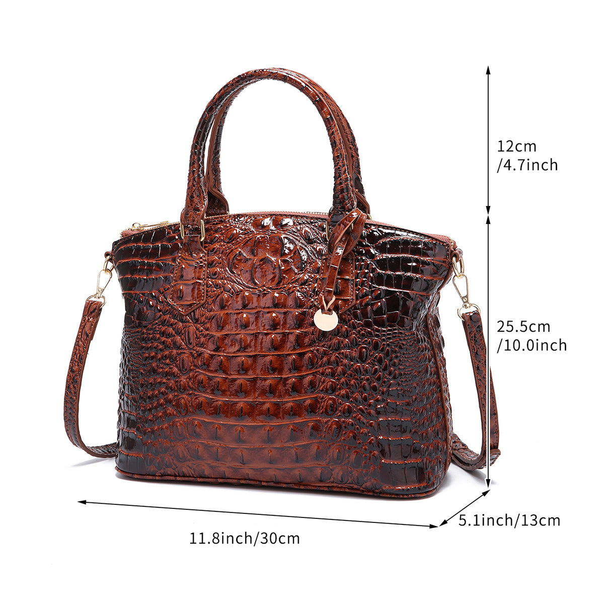 Sac messager portable à motif crocodile rétro pour femme