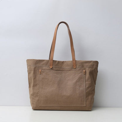 Vintage leather with canvas bag