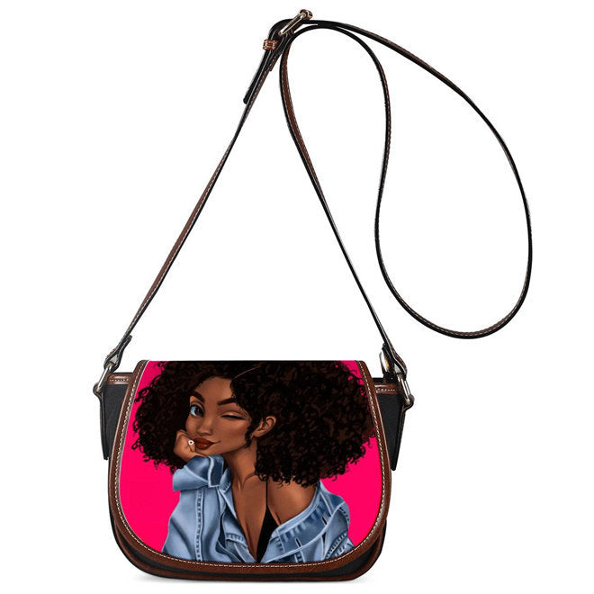 Bolso bandolera de un solo hombro de PU africano para mujer