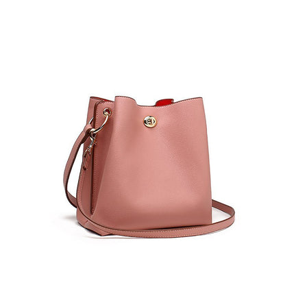 Sac seau messager tendance couleur unie pour femme