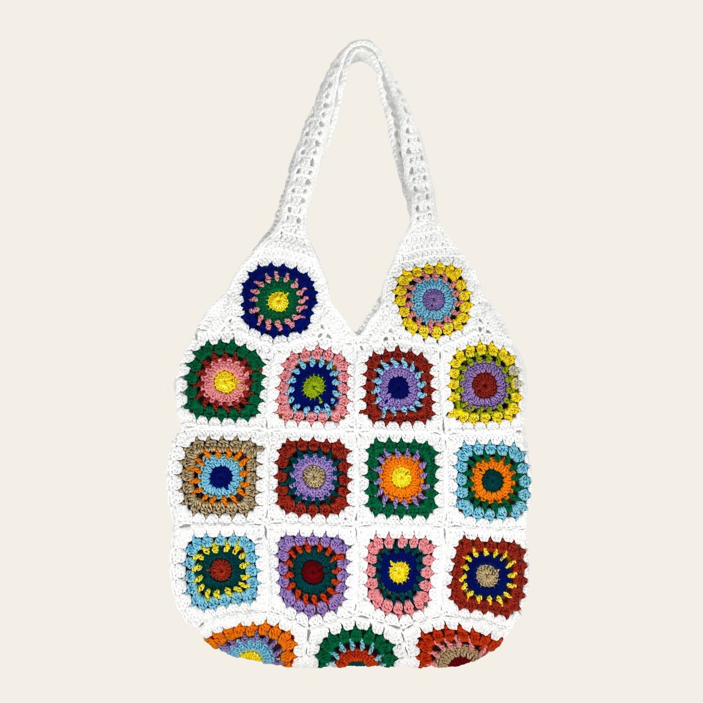 Bolso de mano de un solo hombro con estampado de flores de colores mixtos de estilo étnico