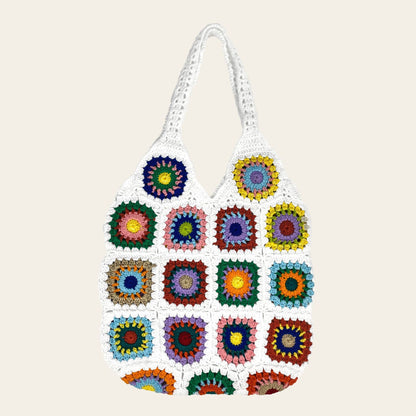 Bolso de mano de un solo hombro con estampado de flores de colores mixtos de estilo étnico