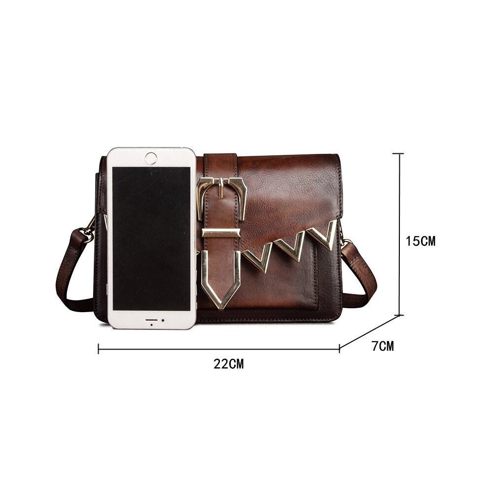 Diagonal leather retro small square bag