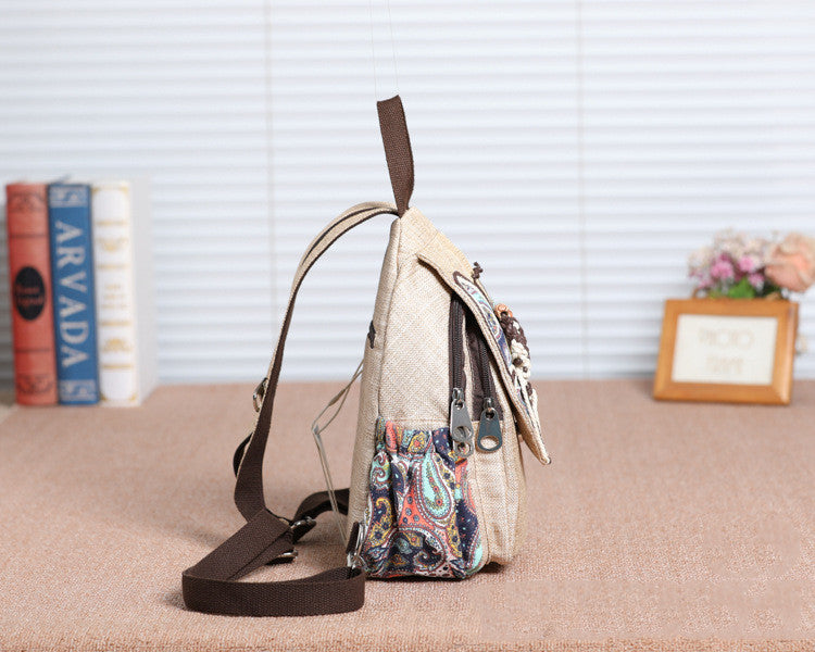 A touch of colorful backpack small backpack national style new style backpack literary style backpack women''s Bag Travel Backpack