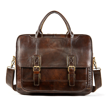 Men's Crosswise Business Handbag In Real Cowhide Leather