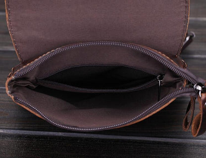 VINTAGE ALLIGATOR SKIN PATTERN GENUINE LEATHER MESSENGER BAG