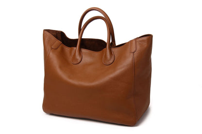 Sac fourre-tout simple en cuir véritable de grande capacité