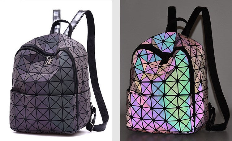 Mochilas luminosas para mujer, mochila de moda para uso diario, paquete para mujer, bolsos plegables con lentejuelas geométricas, minibolso, mochila escolar