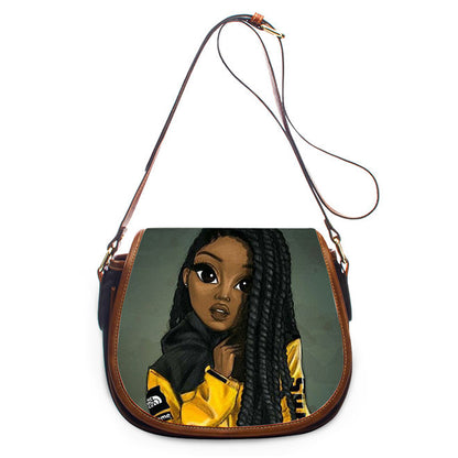 Bolso bandolera de un solo hombro de PU africano para mujer