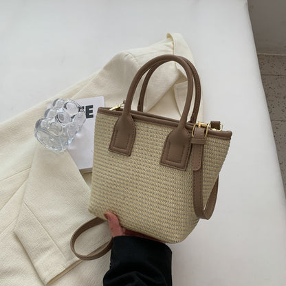 Sac seau portable en paille tissée de haute qualité pour femme