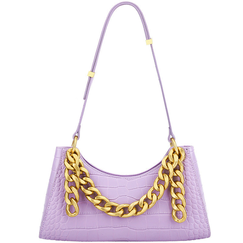 Chain leather shoulder bag