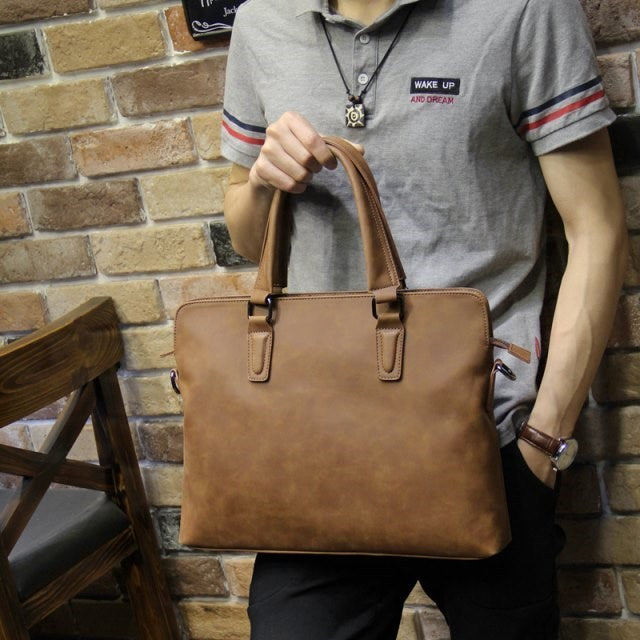 Crazy Horse Leather Men's Handbag