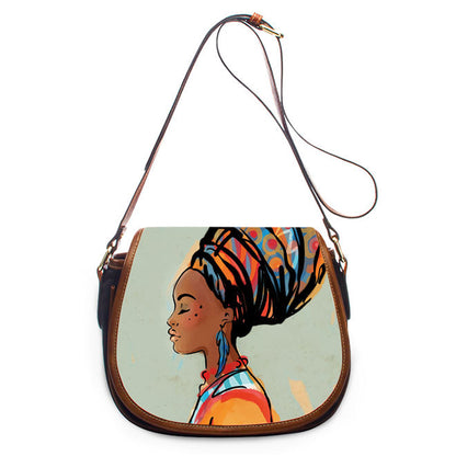 Bolso bandolera de un solo hombro de PU africano para mujer