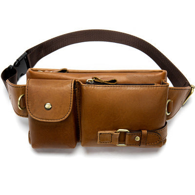 Bolso bandolera de cuero estilo retro para hombre con capa de cintura de cuero