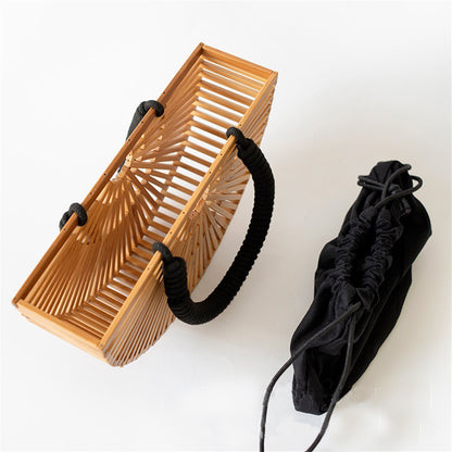 Vacation portable bamboo woven bag