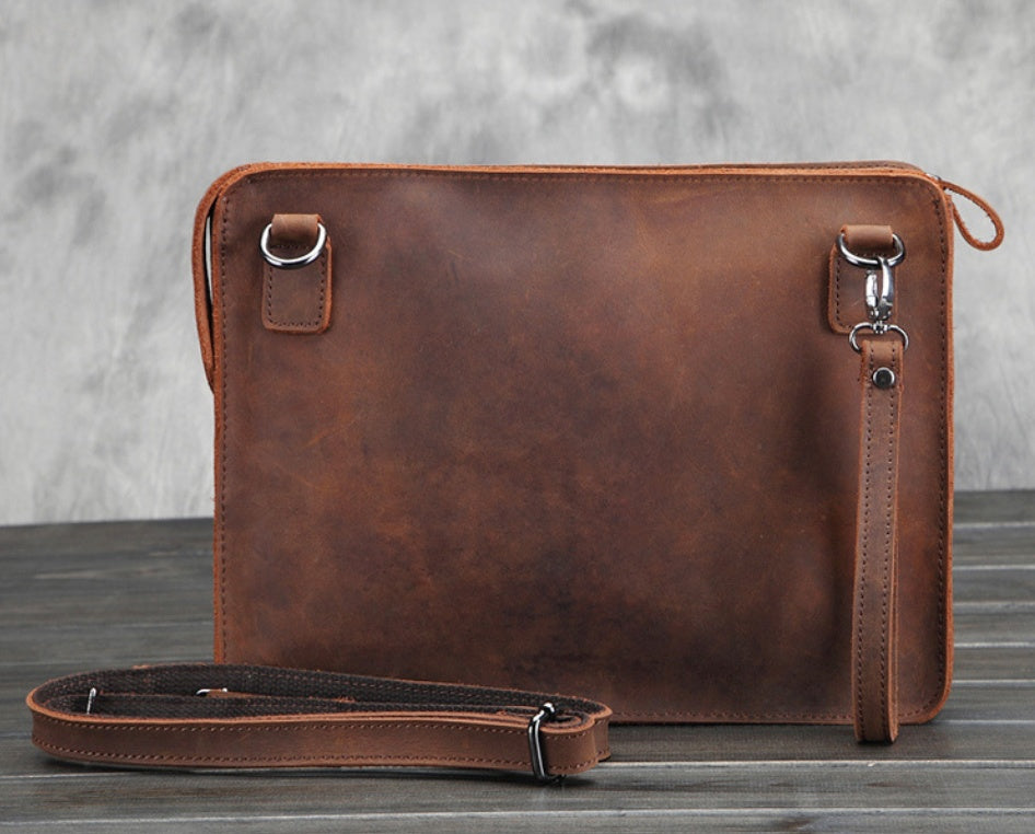 Men's business leather shoulder bag