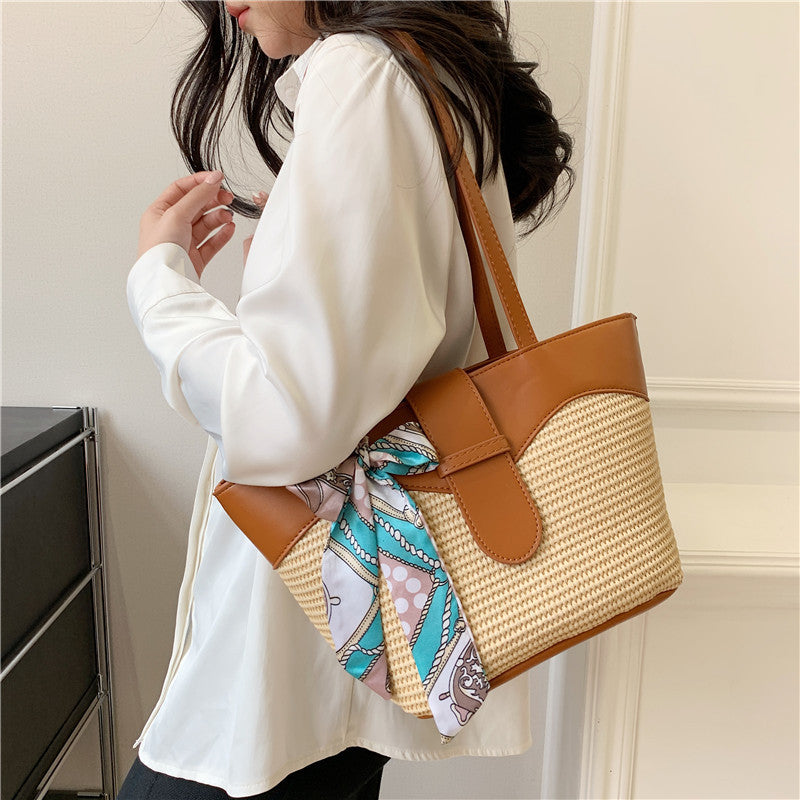 Sac à bandoulière simple en soie avec nœud pour femme