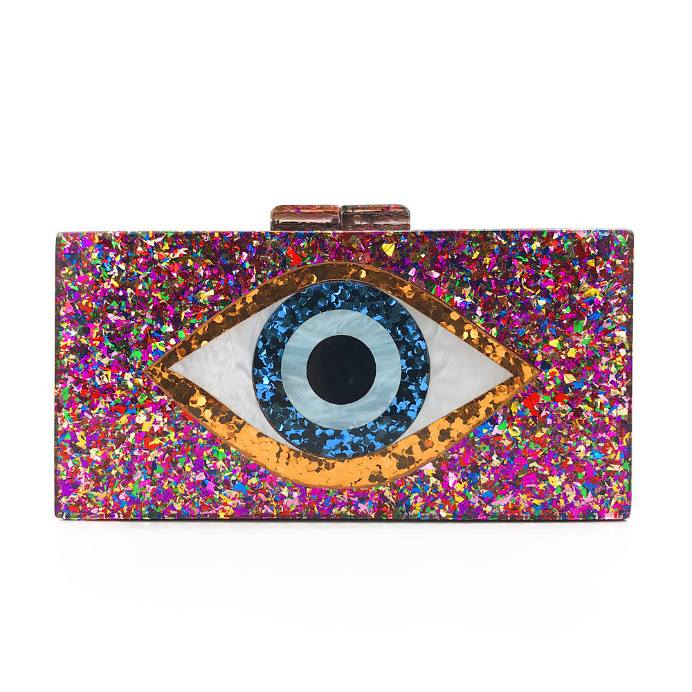 Bolsa de acrílico para mujer con forma de ojo, tipo caja, para banquete