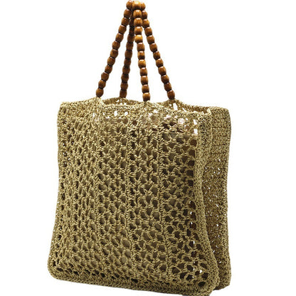 Bolso de mano hueco, bolso de playa tejido, bolso de paja de moda de verano