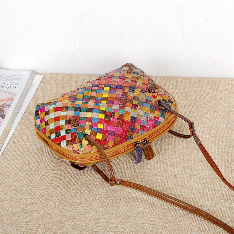 Woven bag with colorful stripes