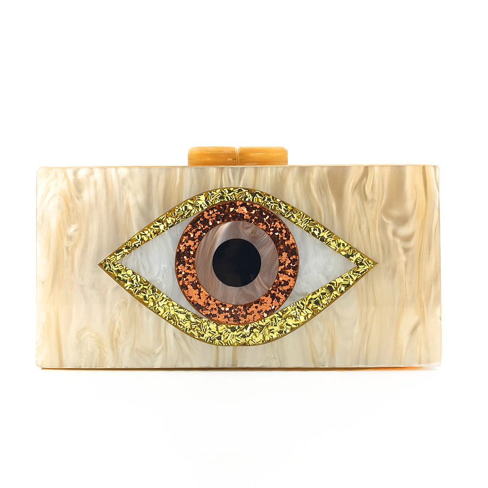 Bolsa de acrílico para mujer con forma de ojo, tipo caja, para banquete